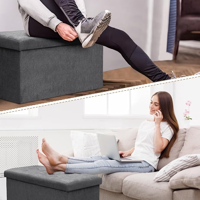 Athena Collection 30" Storage Ottoman Bench Folding Bench - Image 7