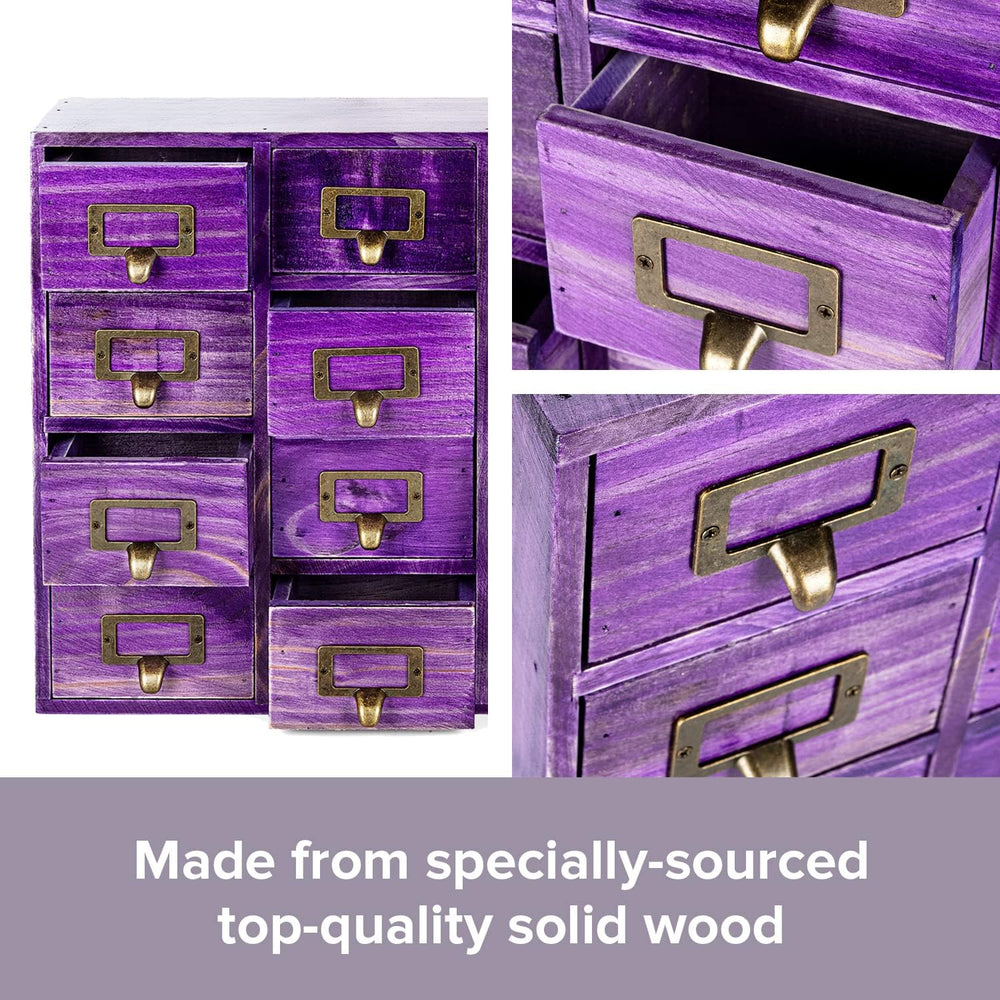 Purple 16-Slot Wooden Drawer Unit - Country Style Desk Organizer Box - 20&quo...