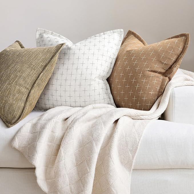 ZWJD Throw Pillow Pillow Covers 18x18 Set of 2 Soft Polyester Textured Pillow - Image 4