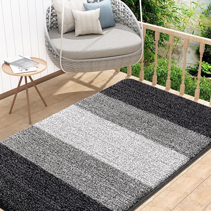 Kitinjoy Indoor Outdoor Door Mat, 48x32 Non-Slip Absorbent Dirt Trapper by Kitinjoy