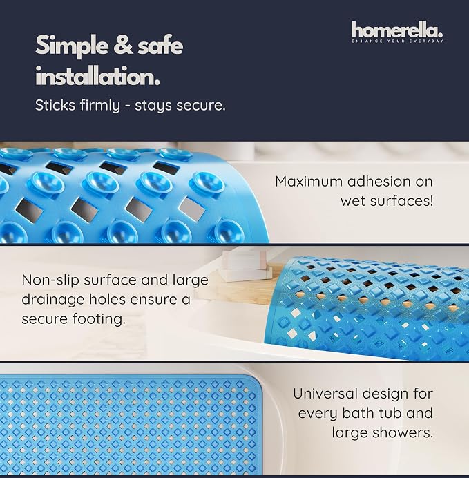 homerella® Bathtub Mat Non Slip 35x16, Incl. Hooks - Image 4