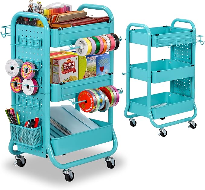DESIGNA 3-Tier Utility Storage Rolling Cart by DESIGNA