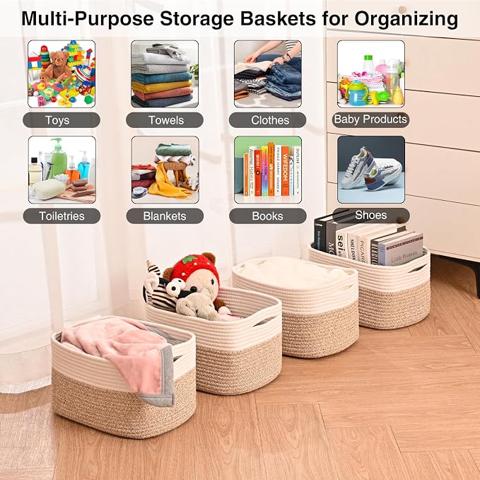 Small Storage Baskets for Organizing, Woven Storage Baskets for Shelves - Image 5