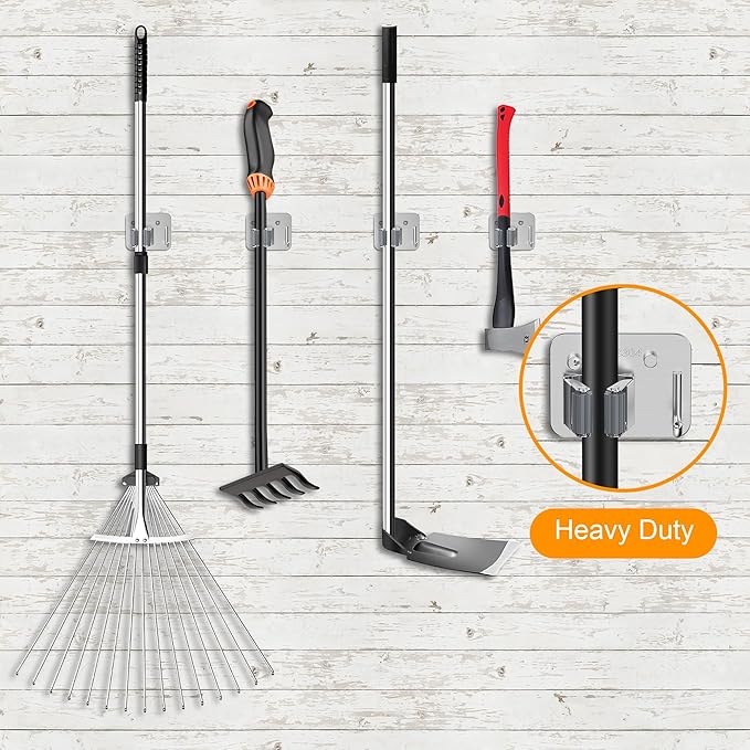 4 Pack Stainless Steel Mop and Broom Holder Wall Mount - Image 6