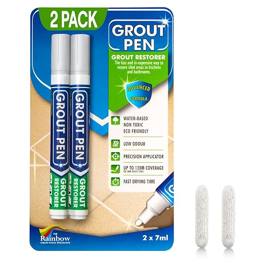 Grout Pen Light Grey Tile Paint Marker: Waterproof Grout Paint, Tile Grout by RainbowChalkMarkers