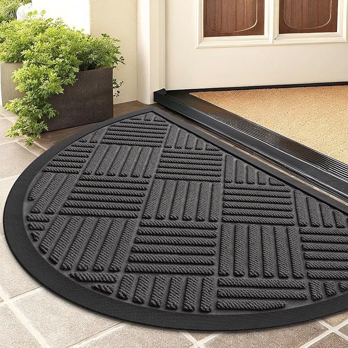 Smiry Half Circle Front Door Mat Outside Entrance, Heavy Duty Outdoor Indoor by Smiry