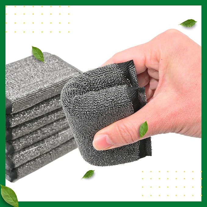 Steel Wool Scrub Sponges Kitchen, Reusable Dish Scrubber Sponge, - Image 3