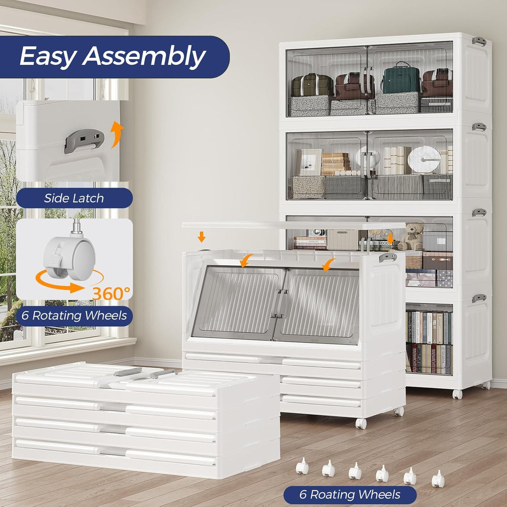 200Gal Extra Large Stackable Storage Bins with Lid (5-Pack), 800QT Foldable O...