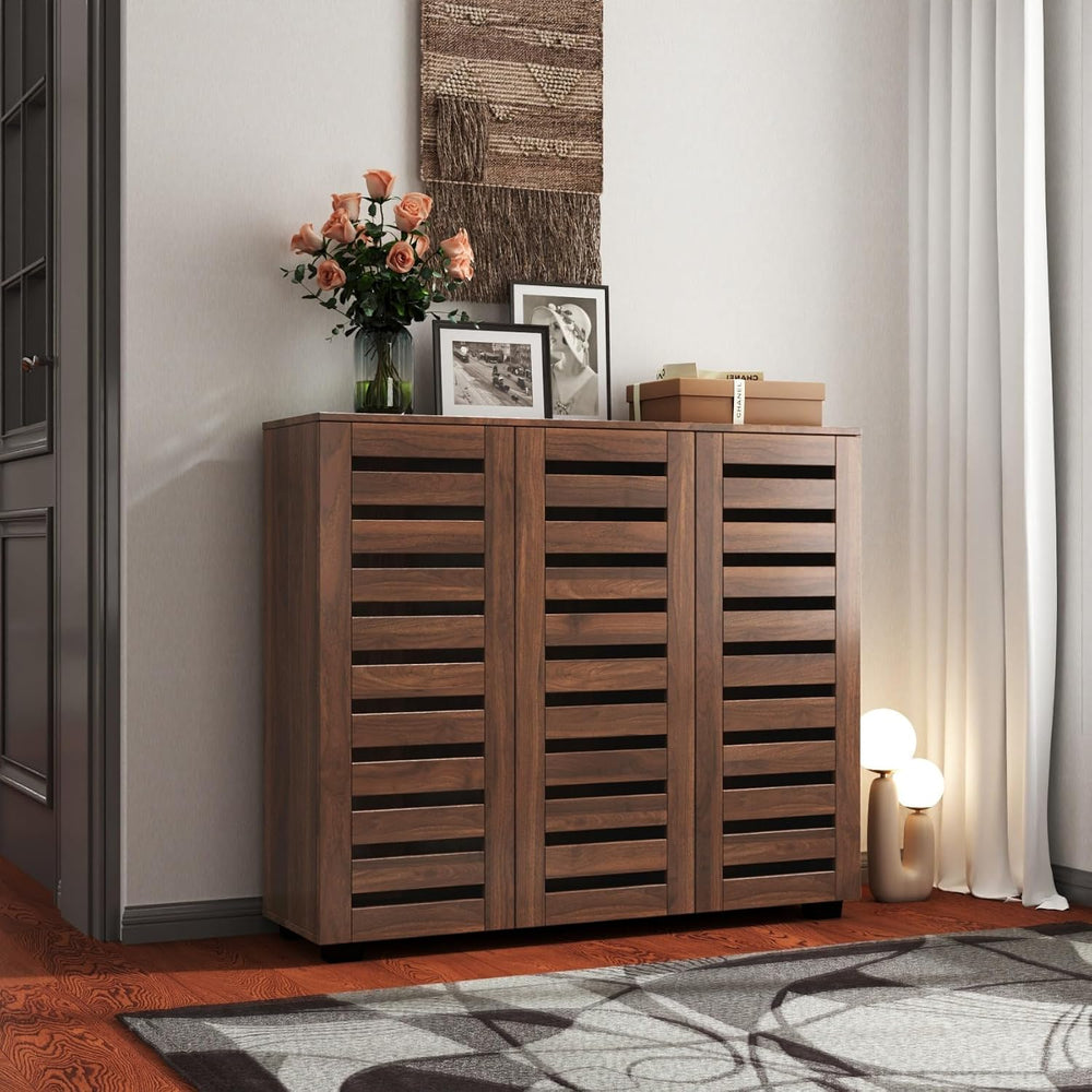 KEIKI 44.88'' Wooden Shoe Cabinet Storage for Entryway with 3 Louvere...