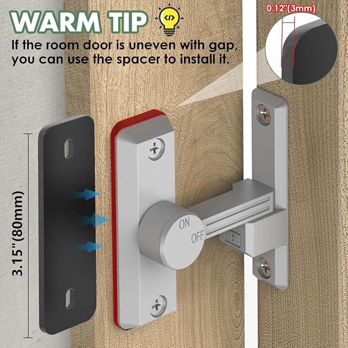 Barn Door Lock Latch, 90/180 Degree Flip Sliding Door Latch - Image 4