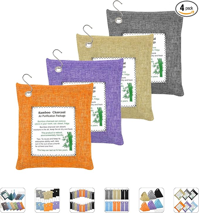 Bamboo Charcoal Bags Odor Absorber 4 Pack×500g Bamboo Charcoal Air Purifying by MYBMHTNB