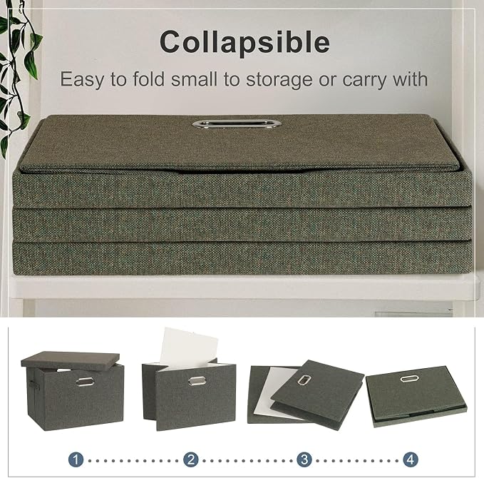Large 17" 36 Quart Collapsible Stackable Storage Bins - Image 4