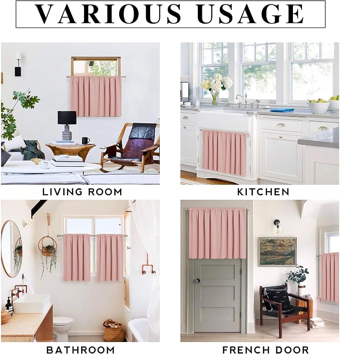 RYB HOME Peach Blush Rod Pocket Blackout Curtains - Image 6