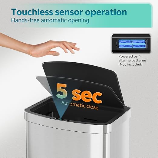 WLIVE 16 Gallon Motion Sensor Trash Can, 60 Liter Automatic Kitchen Trash Can - Image 4