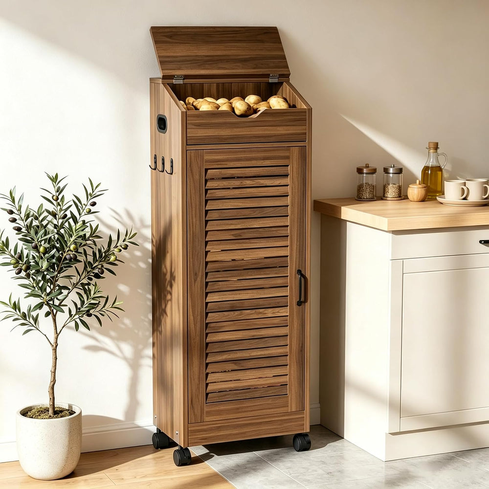 4-Tier Potato Storage Bin, Movable Potato and Onion Storage Bin for Pantry