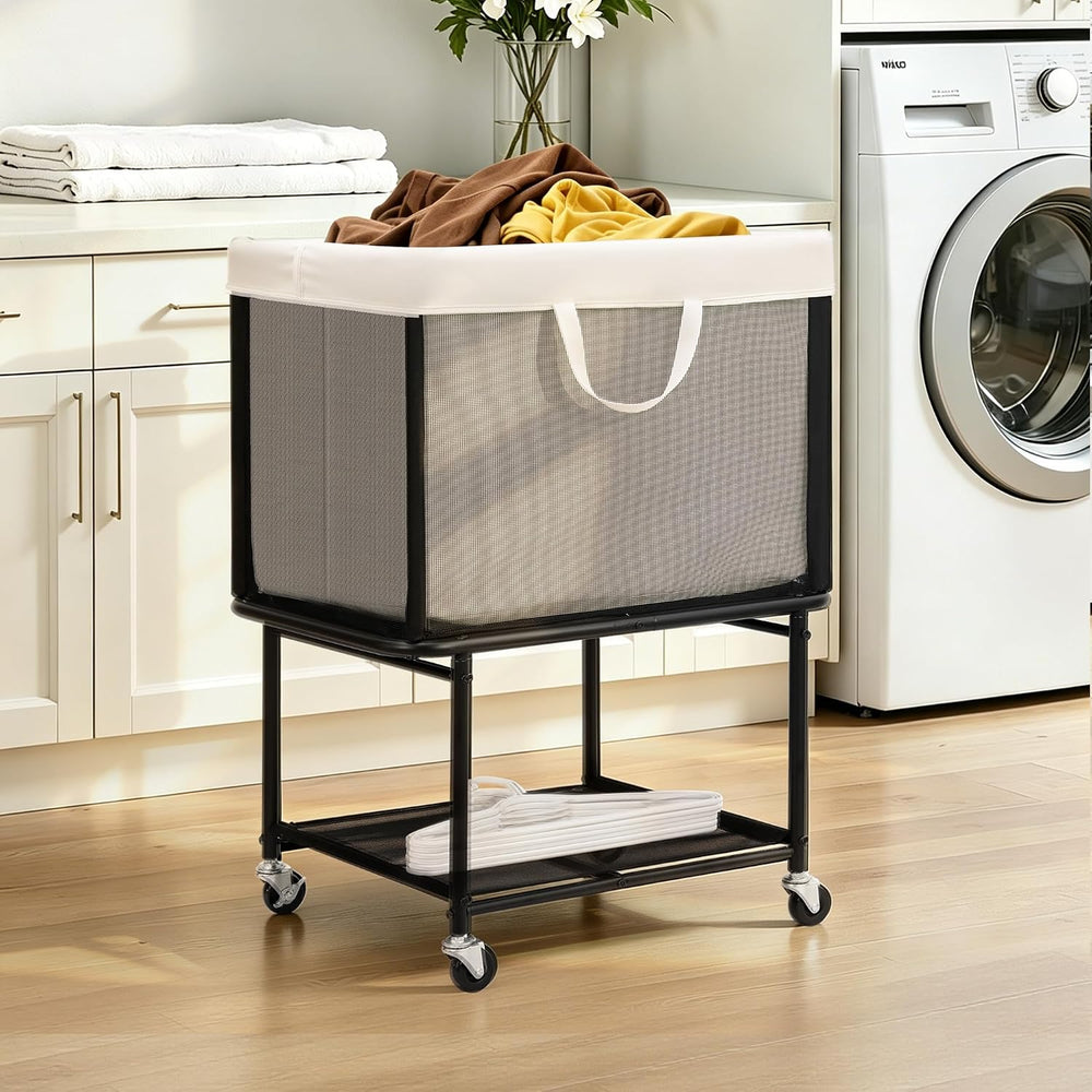 Rolling Laundry Hamper with Lockable Wheels, 29-Gallon (110L) Laundry Cart wi...