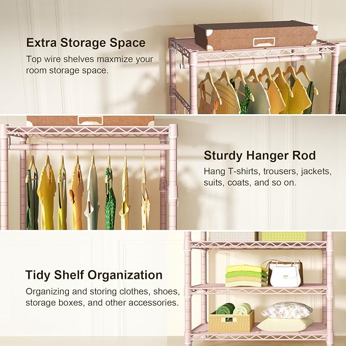 Ulif E1 Heavy Duty Closet Garment Rack, 6 Tiers Adjustable Metal Freestanding - Image 5