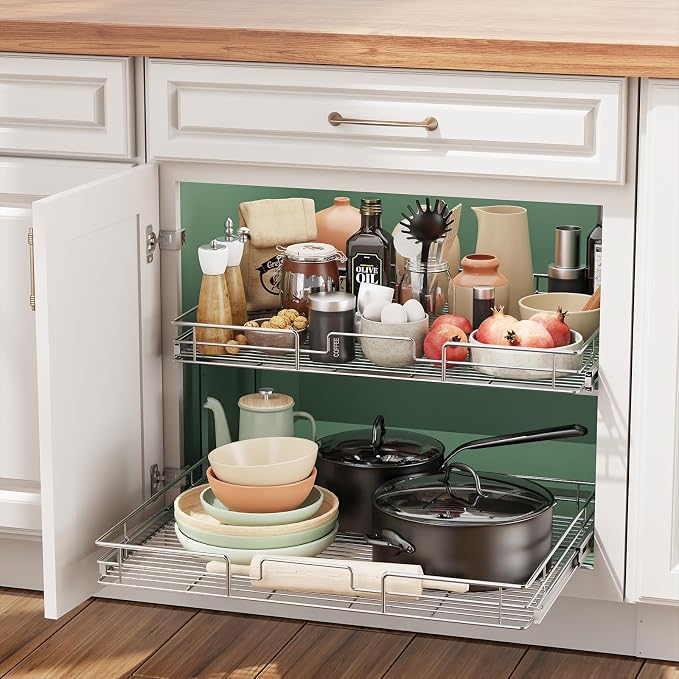 LOVMOR 2 Tier 28½"W x 21½"D, Individual Pull Organizer Kitchen Cabinet Storage - Image 5