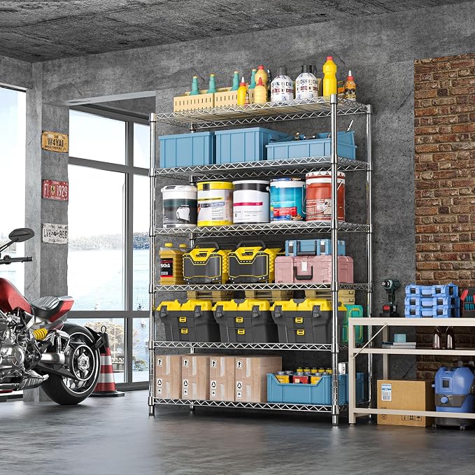 IZEUK 6-Tier Heavy Duty Metal Wire Shelving Unit, Adjustable Storage Rack - Image 2