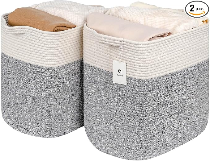 Storage Baskets for Clothes Fabric Cotton Rope Storage Basket by Laughbird