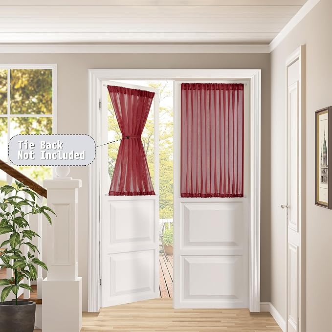 Tollpiz Small Sheer Door Curtain Closet Linen Textured Curtain Sheers Doorway - Image 2