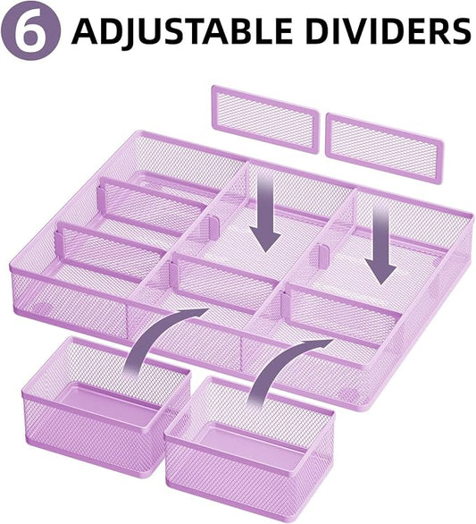 Marbrasse 3 Packs Desk Drawer Organizers, Metal Mesh Dividers - Image 2