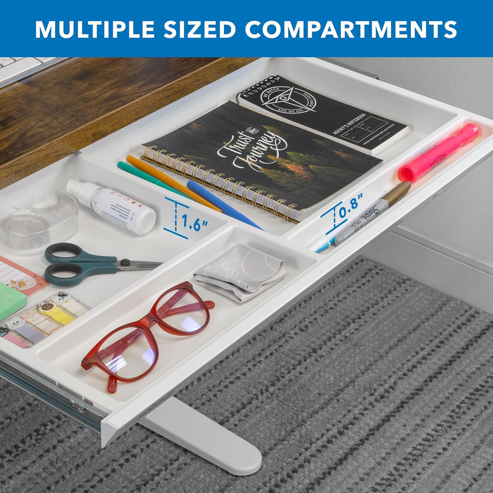 Mount-It! Under Desk Drawer with 4 Compartments, Deep Low-Profile Slide-Out S...