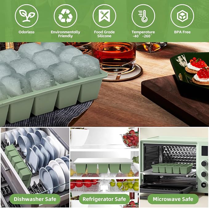 Silicone Ice Cube Tray, 2 Pack Easy-Release Stackable Ice Trays - Image 2