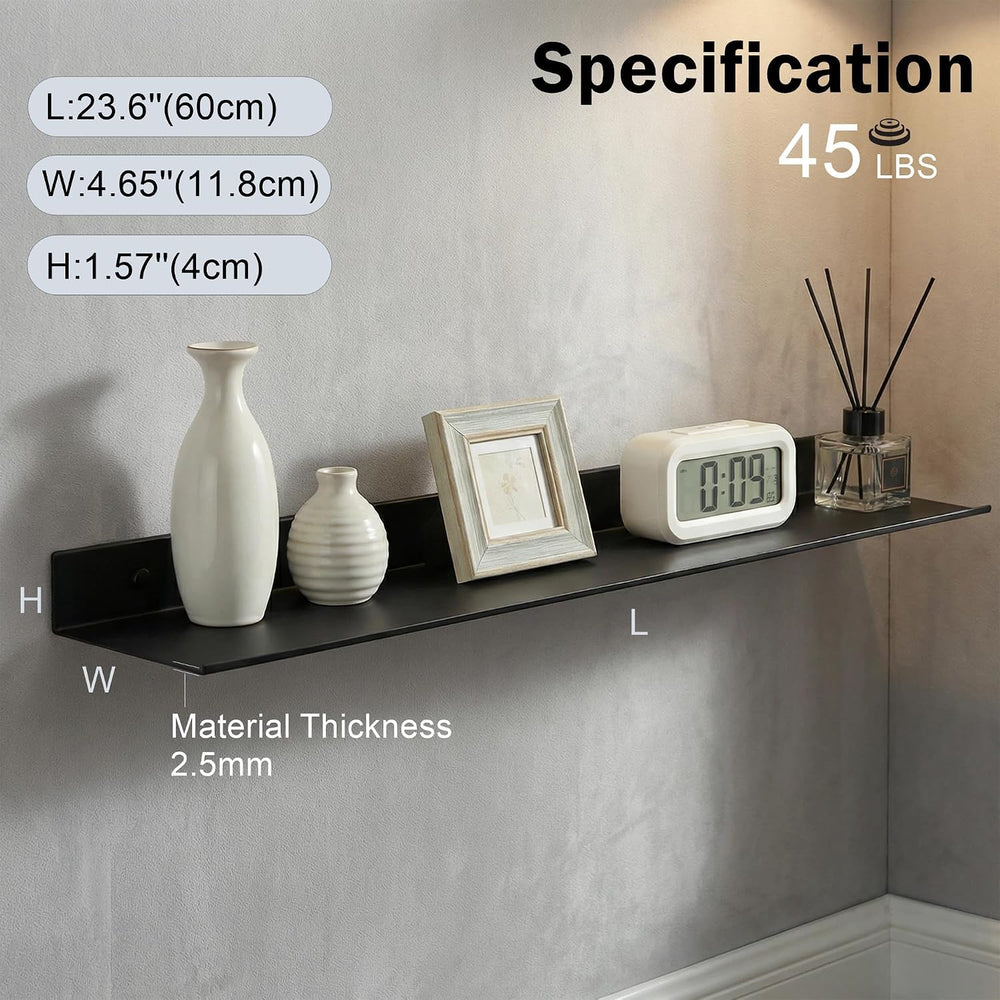 Z metnal Wall Shelf, Long Floating Shelves, Metal Hanging Shelf for Living Ro...