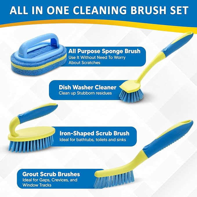 Scrub Brush Set for Bathroom Kitchen Bathtub Toilet Deep Cleaning Brush Tools - Image 7