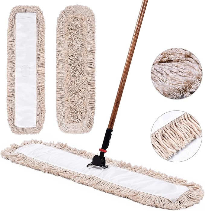 Matthew Cleaning 24'' Cotton Dust Mop Refill Washable Thick Tufted Replacement - Image 2