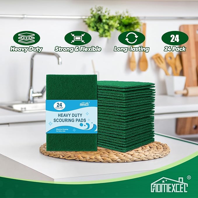 HOMEXCEL Heavy Duty Scouring Pad, 24 Pack Green Scrubbing Pads, Dish Scrubber - Image 6