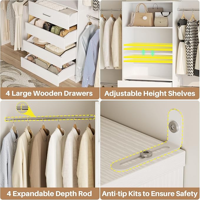 Aheaplus Closet System, 4-9Ft Closet Organizer - Image 3