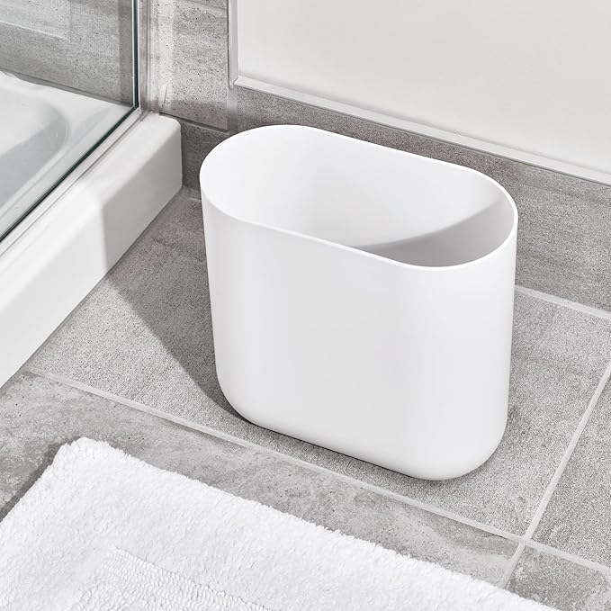 iDesign Small Oval Plastic Bathroom Trash Cans - Image 4