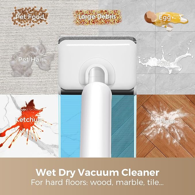 Wet Dry Vacuum Cleaner, 180°Lie-Flat Vacuum Mop All in One - Image 2