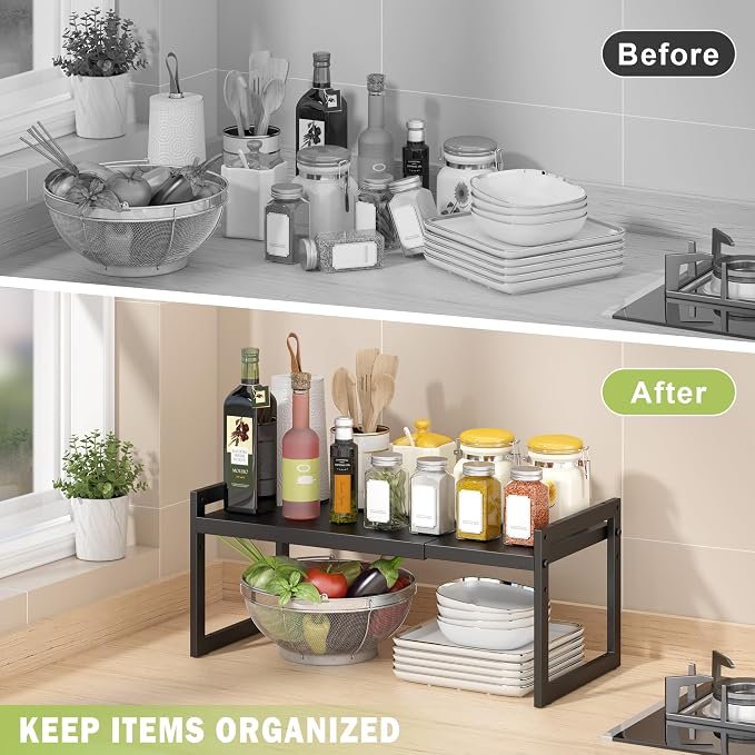 DOLALIKE Expandable kitchen Countertop Organizer, Stackable Cabinet Shelf - Image 4