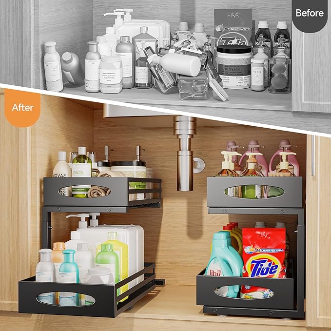 Under Sink Organizer, 2 Tier Under Sink Organizers and Storage, Adjustable - Image 3