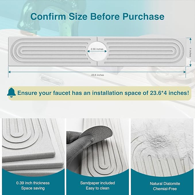 Faucet Mat for Kitchen Sink, Stone Drying Mat for Kitchen Counter, Stone Mat - Image 5