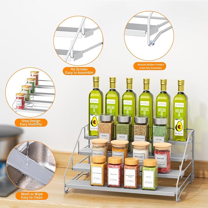 RCHYFEED 4 Tier Spice Rack Organizer, Spice Organization - Image 5