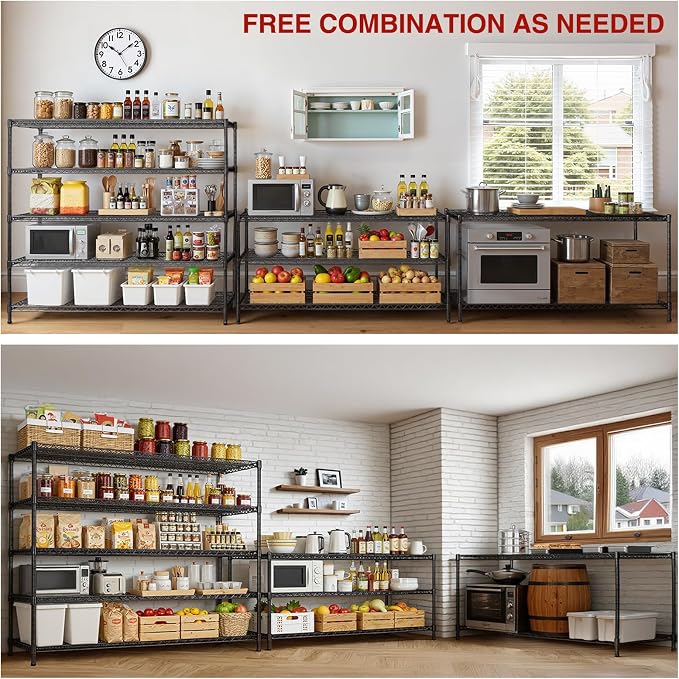 AIRAJ 60” W Storage Shelves Heavy Duty | 5 Tier Wire Shelving | 3500 LBS Metal - Image 6