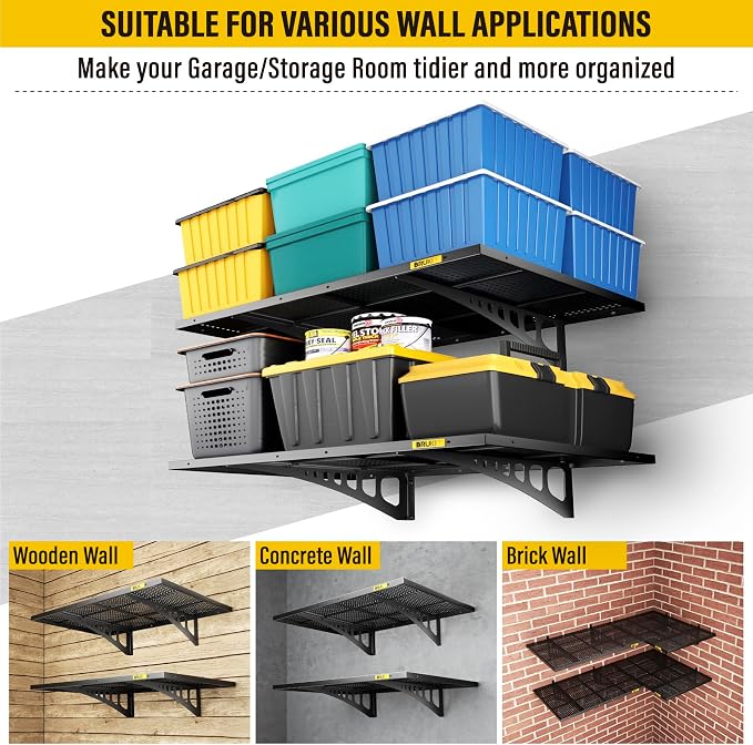 2Pack 2x3ft Adjustable Metal Garage Wall Shelving Heavy Duty Garage Storage - Image 6