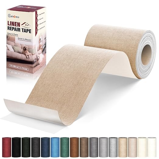 Linen Repair Tape 4x79 inch, Self Adhesive Fabric Patches, Linen Patch Tape Kit by Cahomo