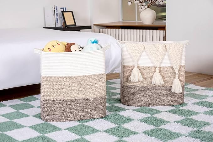 Storage Baskets for Clothes Fabric Cotton Rope Storage Basket - Image 3