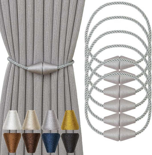 Magnetic Curtain Tiebacks 6 Pack Outdoor Rope Curtain Tie Backs Decorative by CurtainTiebacks