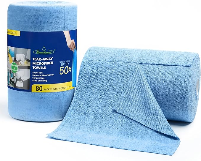 Greenfound Microfiber Cleaning Cloth Roll -80 Pack, Tear Away Towels, Reusable by Greenfound