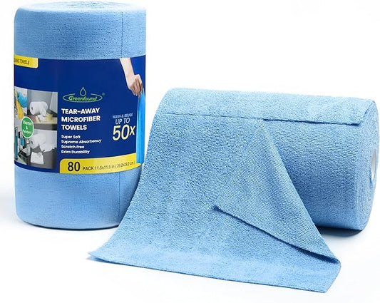 Greenfound Microfiber Cleaning Cloth Roll -80 Pack, Tear Away Towels, Reusable by Greenfound