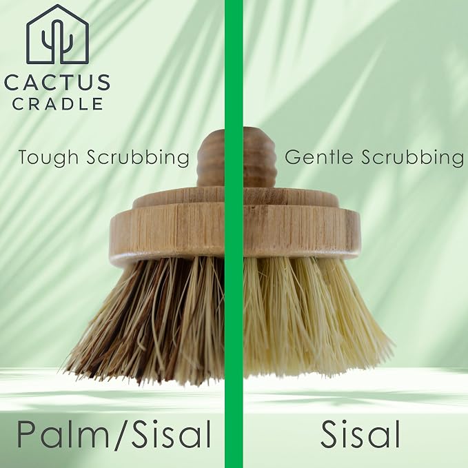 Cactus Cradle Bamboo Scrub Brush Kit – 4-Piece Dish Brush Set - Image 4