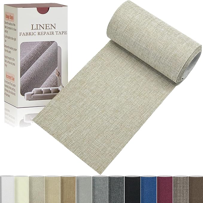 Linen Repair Tape 4x70 Inch Self-Adhesive Couch Patch Repair Fabric Patch by Givethingsanewlife
