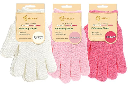 Evridwear Exfoliating Gloves for Shower, 100% Nylon Thick Soft Medium Heavy by Evridwear