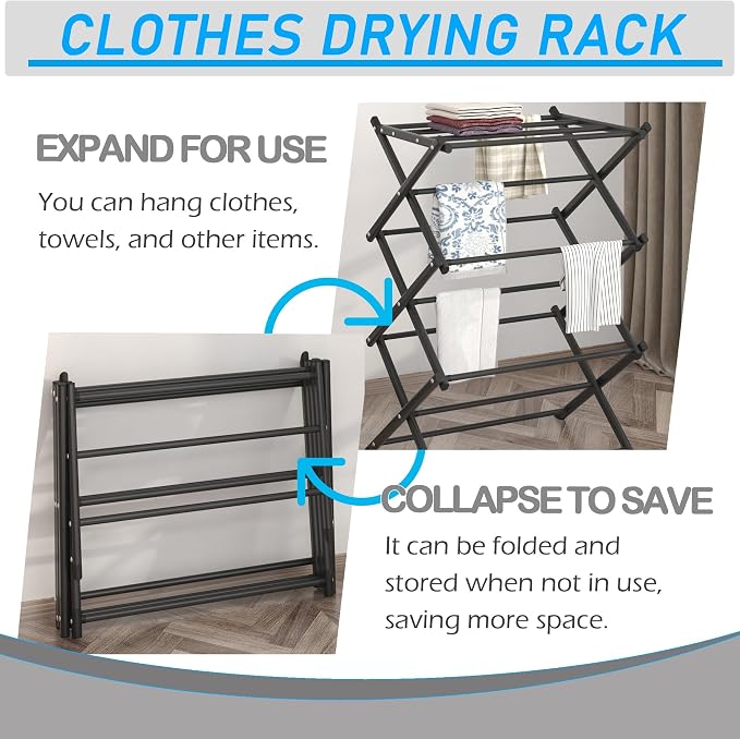 Household Indoor Folding Clothes Drying Rack, Dry Laundry and Hang Clothes - Image 5